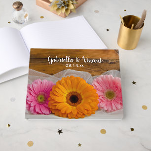 Rustic Daisy Trio och Barn Wood Landsbyggsbröllop Gästböcker