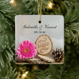 Rustic Daisy Woodland Bröllop Bridesmaid Tack Julgransprydnad Keramik