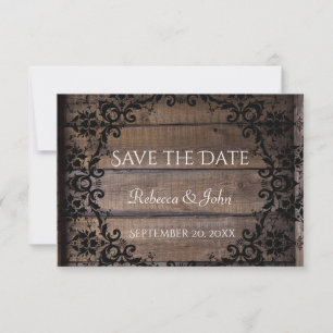 Rustic Damask Blommigt Spara datum meddelande