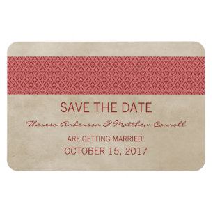 Rustic Damask Spara datum magneter, Red Magnet