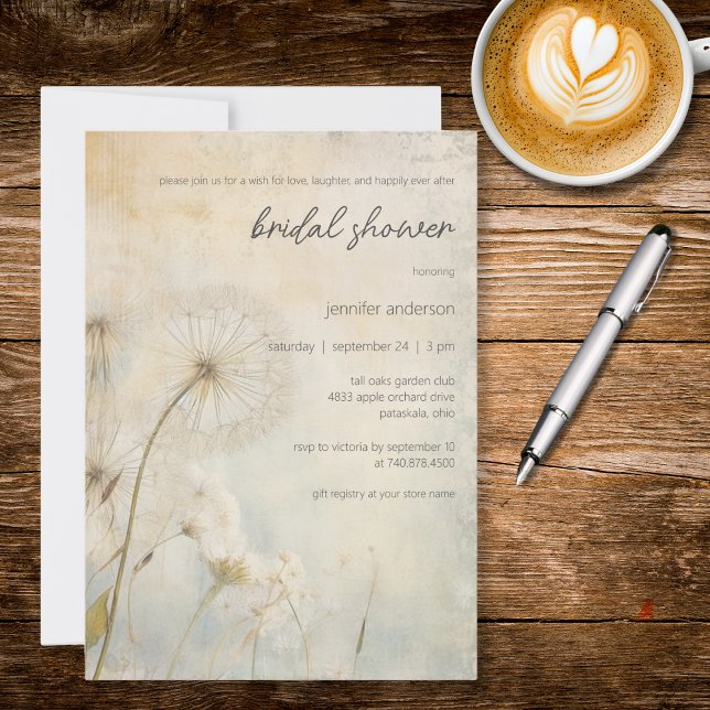 Rustic Dandelion Bridal Shower Invitation Inbjudningar (Skapare uppladdad)