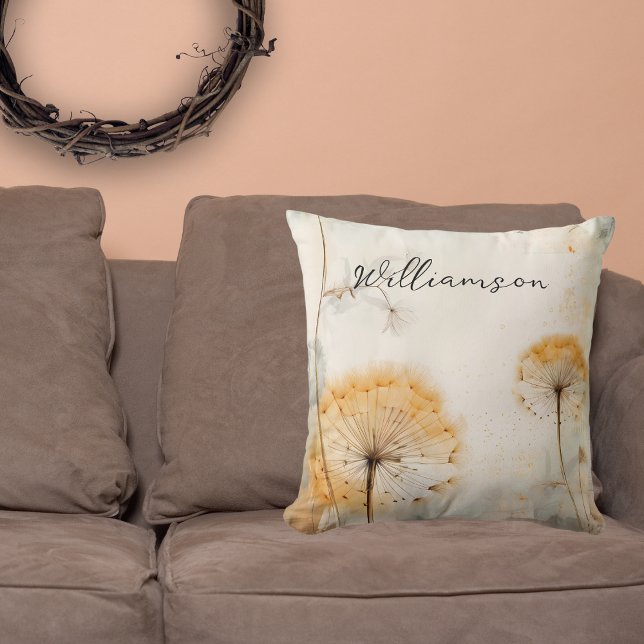 Rustic Dandelion Monogram Kudde (Skapare uppladdad)