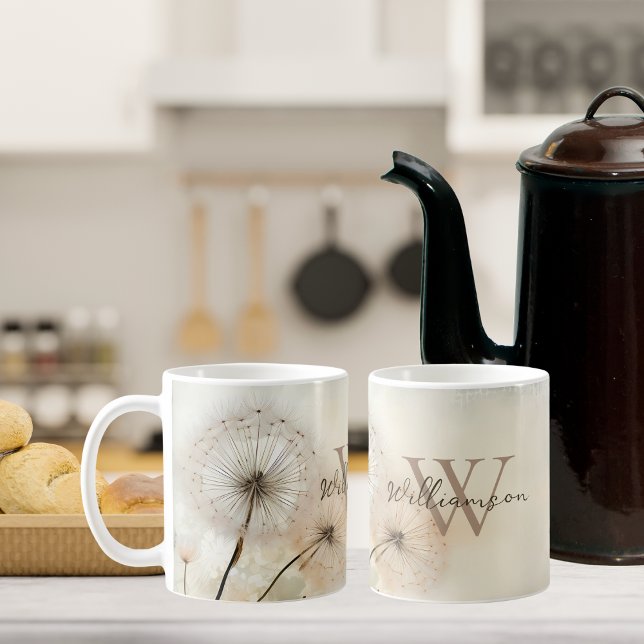 Rustic Dandelions Monogram Kaffemugg (Skapare uppladdad)