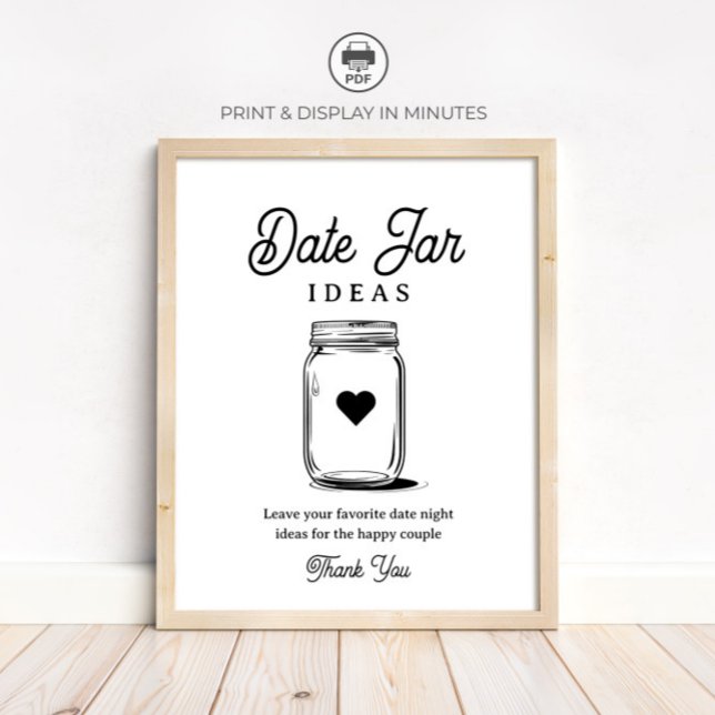 Rustic Date Jar Ideas Sign for Bridal Shower Poster (Skapare uppladdad)
