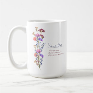 Rustic Delicate Acrylic Wildflower Personalized Kaffemugg