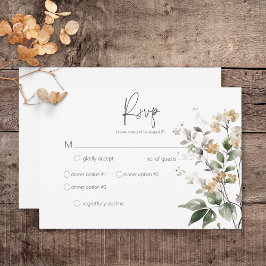 Rustic Delicate Tan Fall Wildblommor Midinner OSA Kort