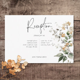 Rustic Delikat Tan Fall Wildblommor Reception Tilläggskort