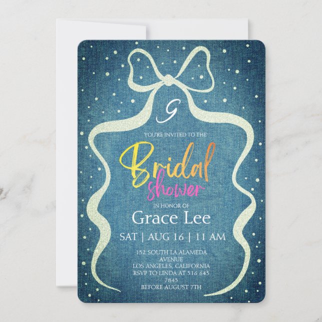 Rustic Denim Bridal Shower Invitation Inbjudningar (Framsida)