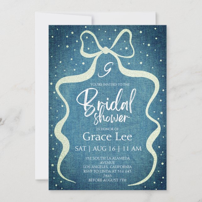Rustic Denim Bridal Shower Invitation Inbjudningar (Framsida)