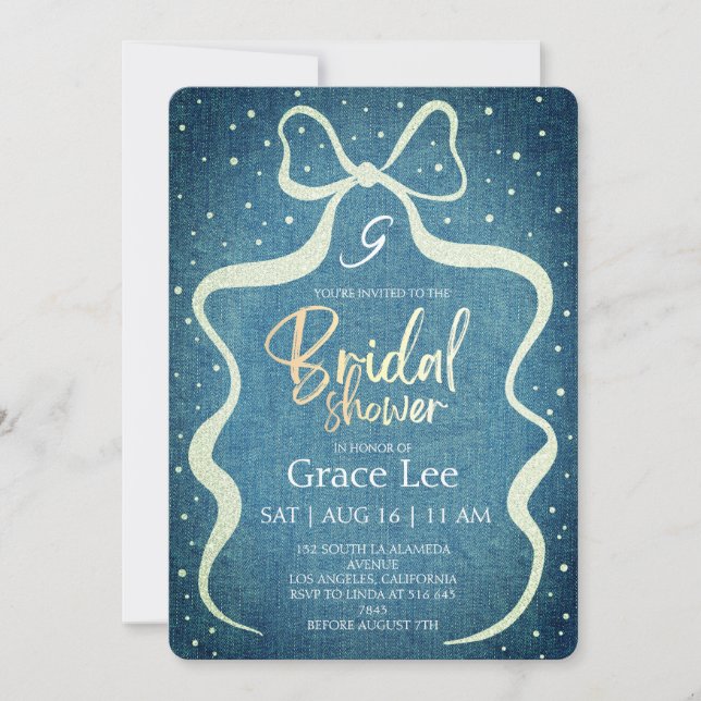 Rustic Denim Bridal Shower Invitation Inbjudningar (Framsida)