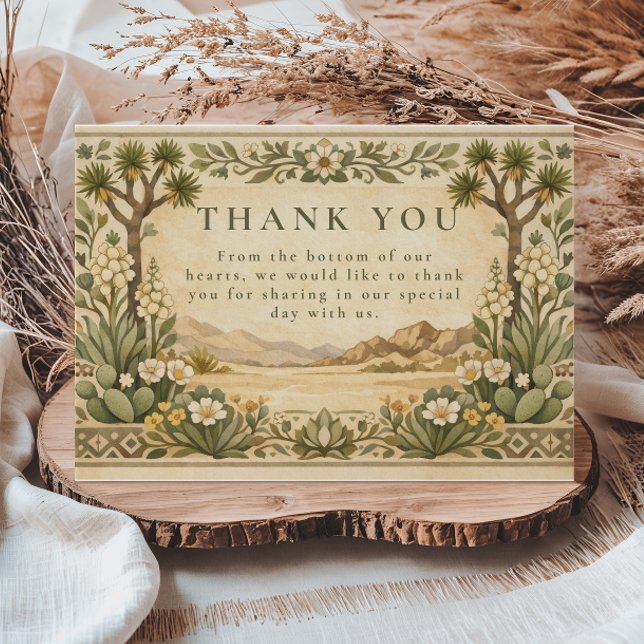 Rustic Desert Botanical Wedding Tack Kort (Skapare uppladdad)