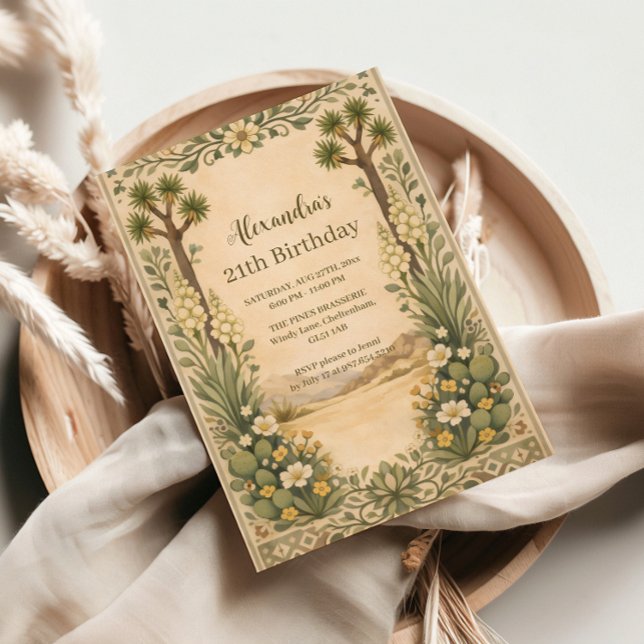 Rustic Desert Botanicals Birthday Inbjudningar (Skapare uppladdad)