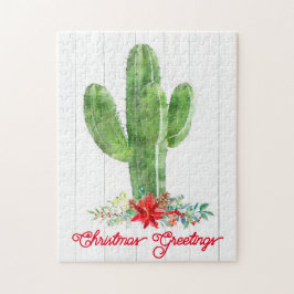 Rustic Desert Cactus Juldag Helgdag Pussel