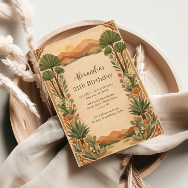 Rustic Desert Florals Birthday Inbjudningar (Skapare uppladdad)