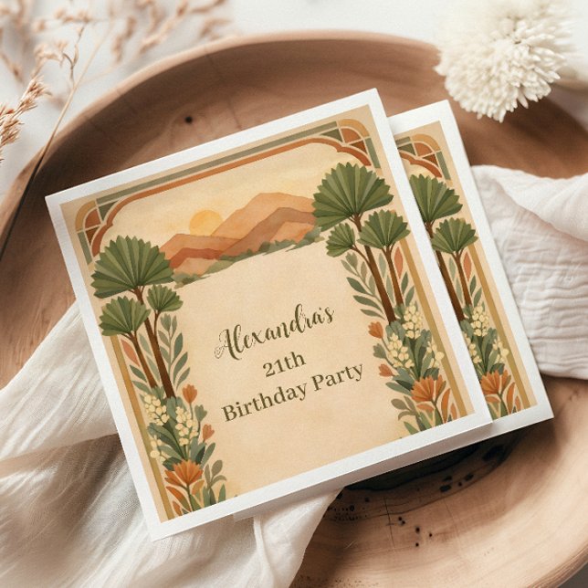Rustic Desert Florals Birthday Pappersservett (Skapare uppladdad)