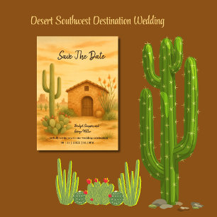 Rustic Desert Southwest Boho Bröllop spara datum Inbjudningar