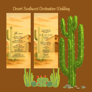 Rustic Desert Southwest Terracotta Bröllop Middag Program