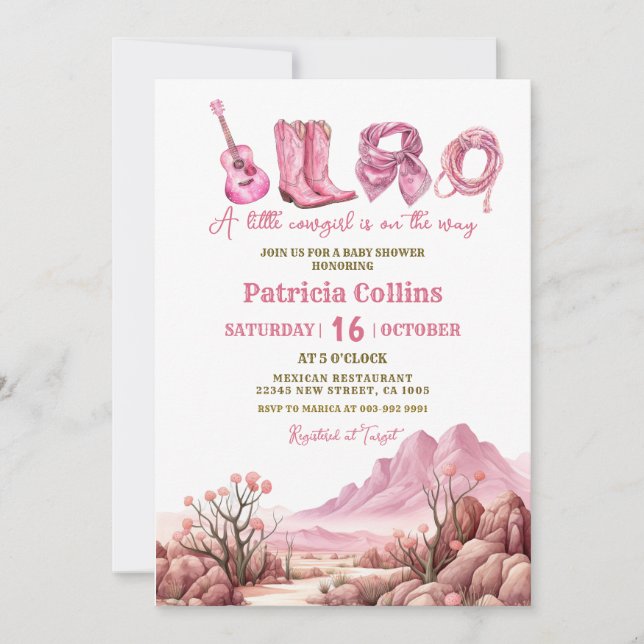 Rustic Desert Succulent Cactus Girl Shower Inbjudningar (Framsida)