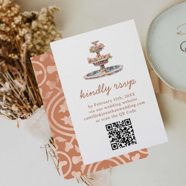 Rustic Destination Wedding QR-OSA kort (Rustic Outdoor Wedding QR Code RSVP Card)