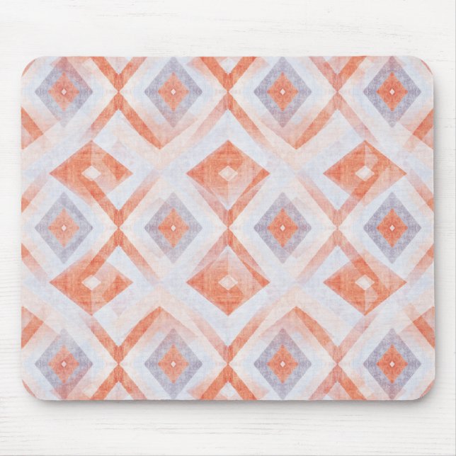 Rustic Diamond Geometric i Terracotta och Blue Musmatta (Framsidan)