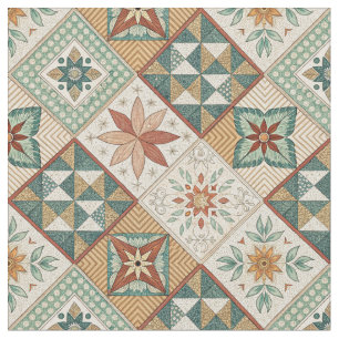 Rustic Diamond Patchwork Mönster - Geometric Tyg