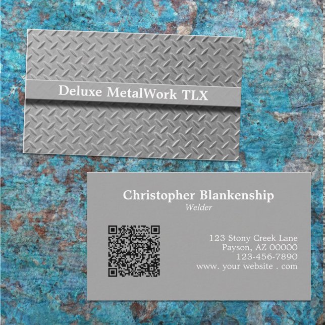 Rustic Diamond Plate Tradesman QR-kodmall Visitkort (Skapare uppladdad)
