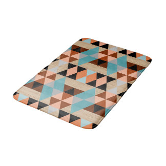 Rustic Diamond Squares Triangles Wood Art Mönster Badrumsmatta