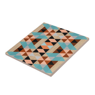 Rustic Diamond Squares Triangles Wood Art Mönster Kakelplatta