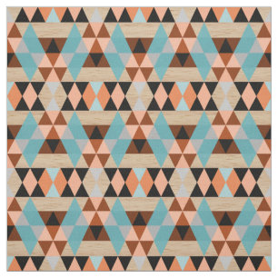 Rustic Diamond Squares Triangles Wood Art Mönster Tyg