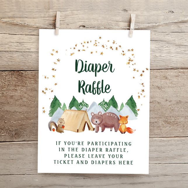 Rustic Diaper Raffle Woodland Animals Baby Shower Poster (Skapare uppladdad)