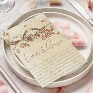 Rustic Die cut Vintage Bird Wedding bjudande in Inbjudningar