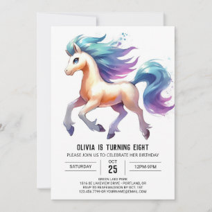 Rustic Digital Horse Birthday Inbjudningar