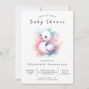 Rustic Digital Svan Baby Shower Inbjudningar