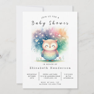 Rustic Digital Uggla Baby Shower Inbjudningar