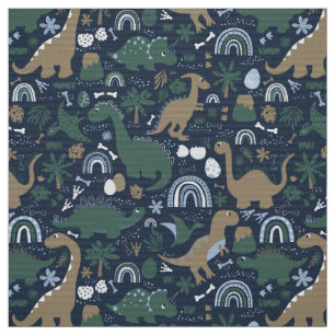 Rustic Dinosaur Forest Prehistorisk Kids Mönster Tyg