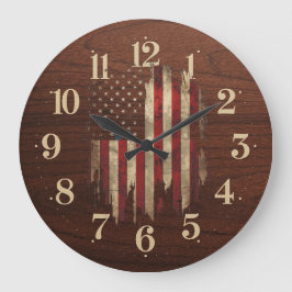 Rustic Distress American Flagga Clock Stor Klocka