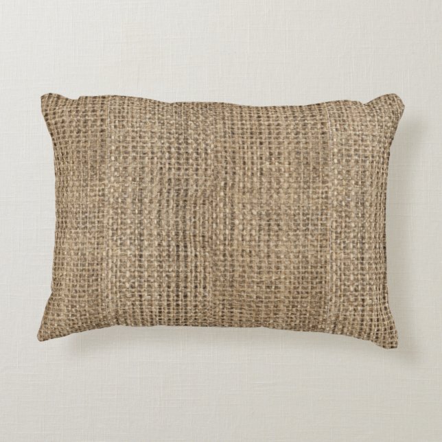 Rustic Distress Burlap Prydnadskudde (Baksidan)