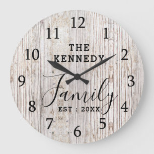 Rustic Distress Wood Farmhouse Family Namn Stor Klocka