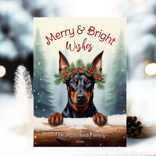 Rustic Doberman Pinscher jul Pet Porträtt Julkort