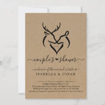 Rustic Doe & Hjort Antlers Heart Couples Shower
