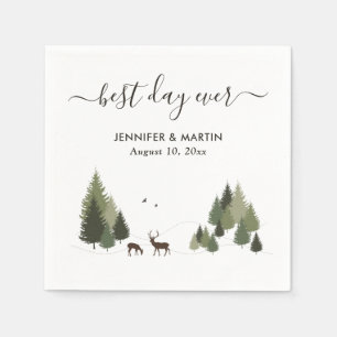 Rustic Doe och Buck Forest Bröllop Pappra napkins Pappersservett