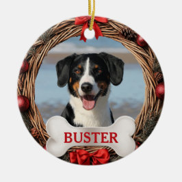 Rustic Dog Christmas Tree Ornament with Bone