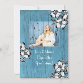 Rustic Dogwood Flower Studentfest Grad Photo Inbjudningar