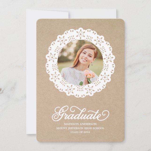 Rustic Doily | Inbjudan till studentfest (Framsida)
