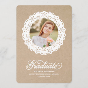 Rustic Doily Inbjudan till studentfest