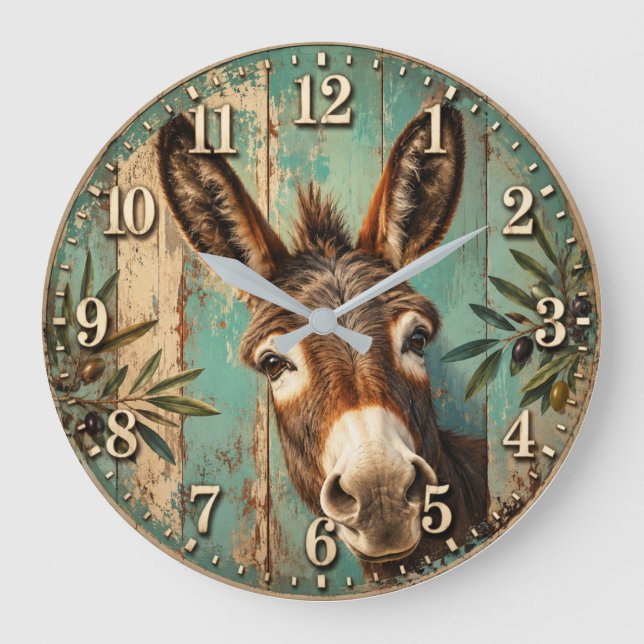 Rustic Donkey Stor Klocka (Framsida)