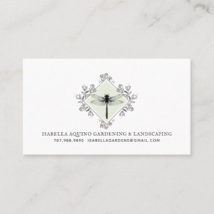 Rustic Dragonfly Blommigt Gardener Landscaper Visitkort