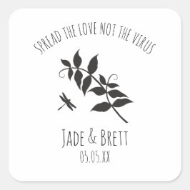 Rustic Dragonfly Pandemic Wedding Sanitizer Gel Fyrkantigt Klistermärke