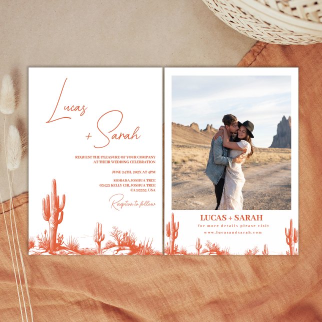 Rustic Drawn Verona Sunset Western Desert Bröllop Inbjudningar (Western Wedding Invitation, Southern Country Wedding Invitation, Verona Sunset Color, Western Desert)