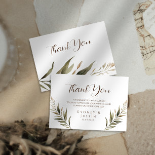 Rustic Dread Blommigt Pampas Bröllop Tack Kort